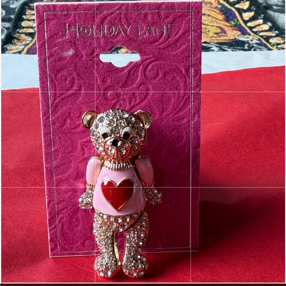 🧸❤️🧸HOLIDAY LANE SPARKLING TEDDY BEAR BROOCH 🧸 NWT 🧸❤️🧸 - Picture 3 of 16